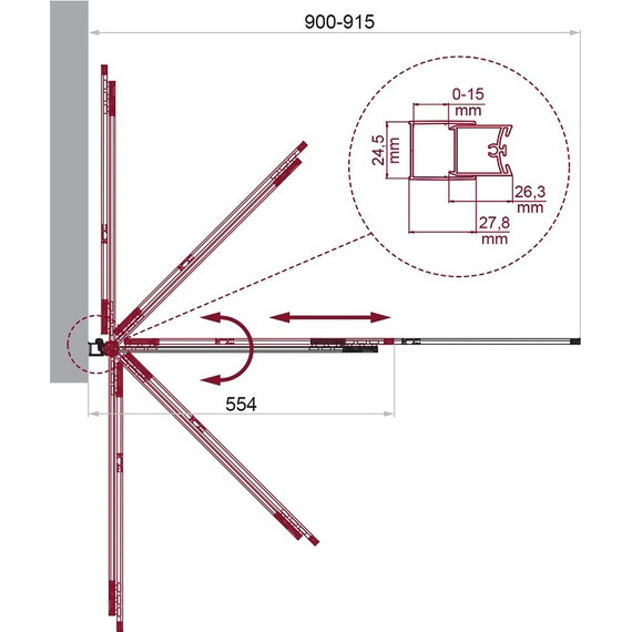 Шторка для ванны BelBagno 90 см LUCE-VF-11-90/145-C-NERO, чёрный/прозрачное - фото 5
