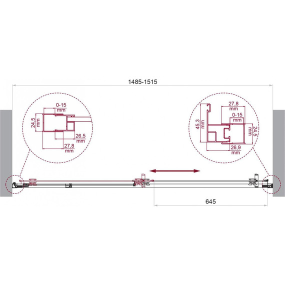 Душевая дверь BelBagno 150 см LUCE-BF-1-150-C-Cr, хром/прозрачное - фото 6