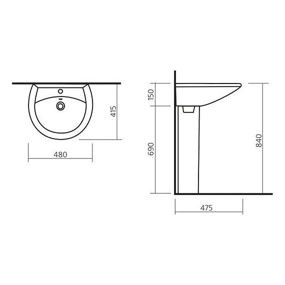 Раковина подвесная Sanita Аттика 48 см WB.PD/Attica/48-C/WHT.G/S1 - фото, картинка 3 Раковина подвесная Sanita Аттика 48 см WB.PD/Attica/48-C/WHT.G/S1 - фото 3