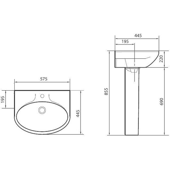 Раковина Sanita Самарский 55 см WB.PD/Samarsky/57-C/WHT.G/S1 - фото 4