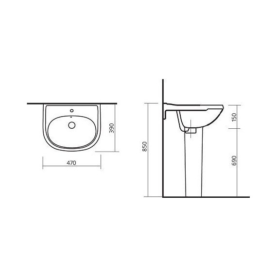 Раковина Sanita Комфорт 45 см WB.PD/Comfort/50-C/WHT.G/S1 - фото, картинка 4 Раковина Sanita Комфорт 45 см WB.PD/Comfort/50-C/WHT.G/S1 - фото 4