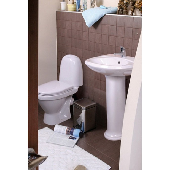 Унитаз напольный Sanita Виктория эконом WC.CC/Victoria/1-P/WHT.G/S1 с крышкой полипропилен - фото, картинка 3 Унитаз напольный Sanita Виктория эконом WC.CC/Victoria/1-P/WHT.G/S1 с крышкой полипропилен - фото 3