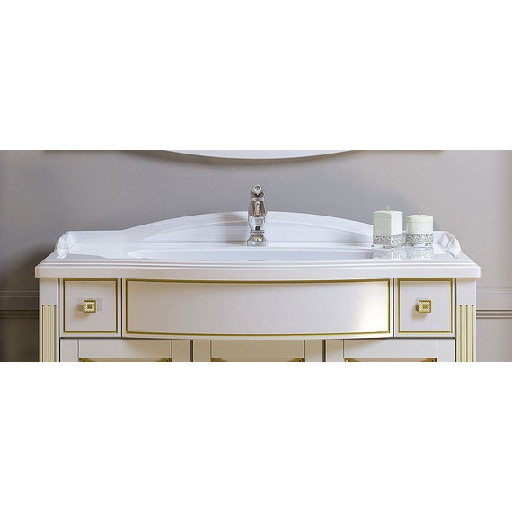 Тумба напольная с раковиной Opadiris Лаура 100 см, белый/бежевая патина - фото 4