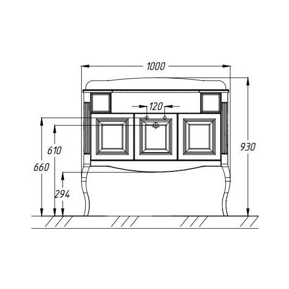 Тумба напольная с раковиной Opadiris Лаура 100 см, белый/бежевая патина - фото 5