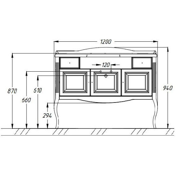 Тумба напольная с раковиной Opadiris Лаура 120 см, белый/бежевая патина - фото 4