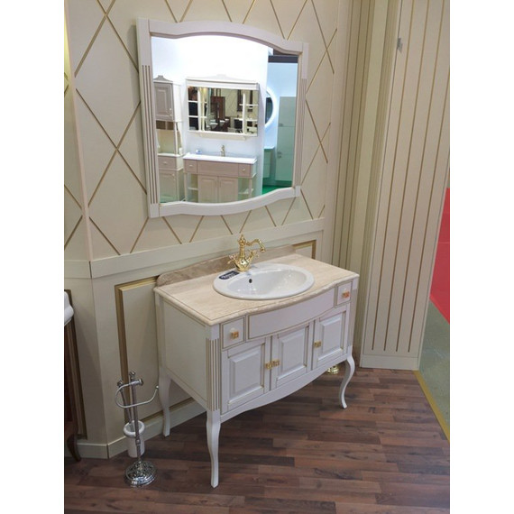 Зеркало Opadiris Лаура 100 см, белый/бежевая патина - фото 6