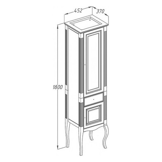 Пенал напольный Opadiris Лаура 45 см, левый, белый/бежевая патина - фото 5