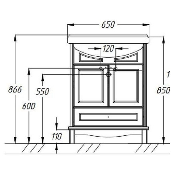 Тумба напольная с раковиной Opadiris Омега 65 см, слоновая кость - фото 5