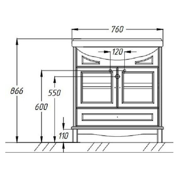 Тумба напольная с раковиной Opadiris Омега 75 см, слоновая кость - фото 4