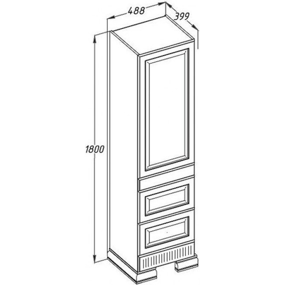 Пенал Opadiris Оникс 50 правый, белое золото - фото 2