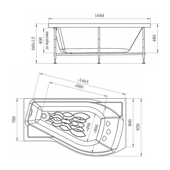 Ванна акриловая Радомир Миранда 168x95 см R (в комплекте каркас) - фото 6