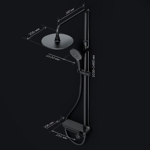 Душевая стойка Am.Pm Like F0780722, черный, Цвет производителя: чёрный - фото, картинка 3 Душевая стойка Am.Pm Like F0780722, черный, Цвет производителя: чёрный - фото 3