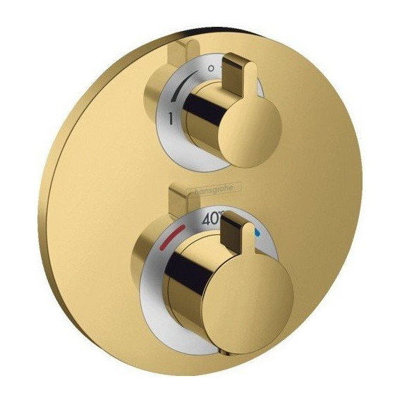 Смеситель для душа с термостатом Hansgrohe Ecostat S 15758990, полированное золото - фото 