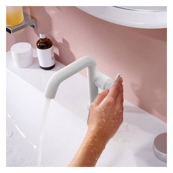 Смеситель для раковины Hansgrohe Tecturis S 73320700, белый - фото 3