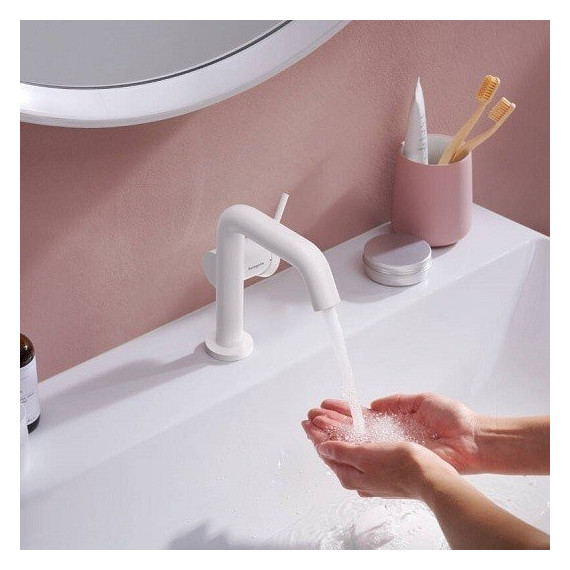 Смеситель для раковины Hansgrohe Tecturis S 73320700, белый - фото 4