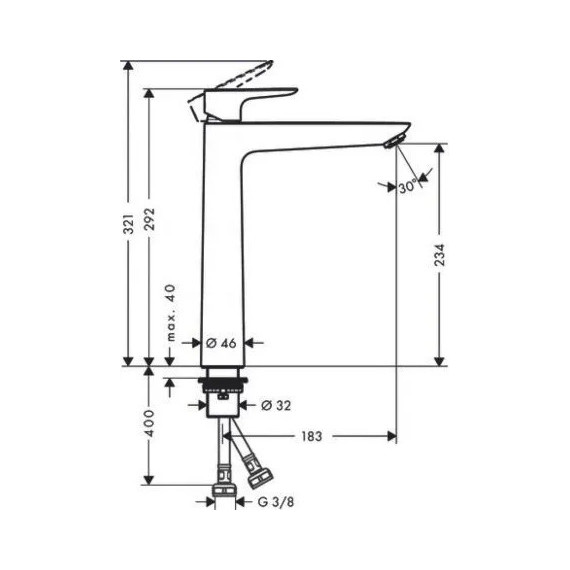 Смеситель для раковины высокий Hansgrohe Talis E 71717670, чёрный матовый - фото 2