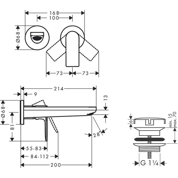 Смеситель для раковины настенный Hansgrohe Rebris E 72568000 - фото 4