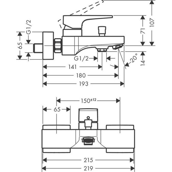 Смеситель для ванны Hansgrohe Metropol 32540340, шлифованный чёрный хром - фото 2