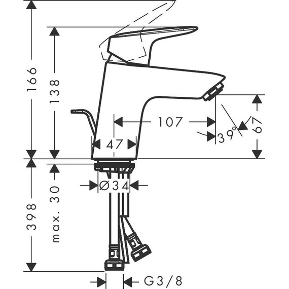 Смеситель для раковины Hansgrohe Logis 71070670, чёрный матовый - фото 3