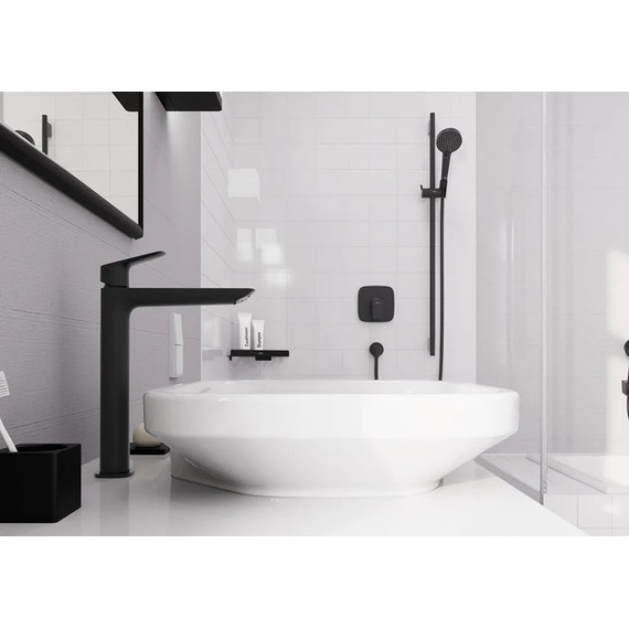 Смеситель для раковины высокий Hansgrohe Logis 71258670, чёрный матовый - фото 2