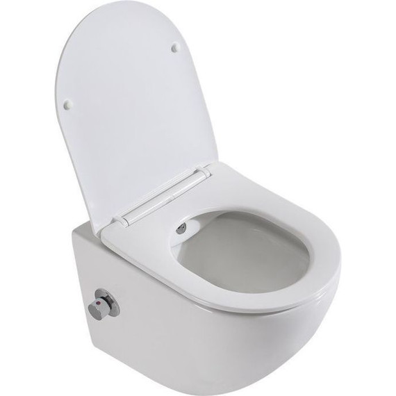 Инсталляция с подвесным унитазом комплект: Grohe Rapid SL 38772001+38732WM0 с подвесным безободковым унитазом-биде BelBagno Uno BB3105CHR-BS/SC сиденье микролифт, крепление, кнопка смыва белый матовый, Цвет производителя: белый матовый - фото 7