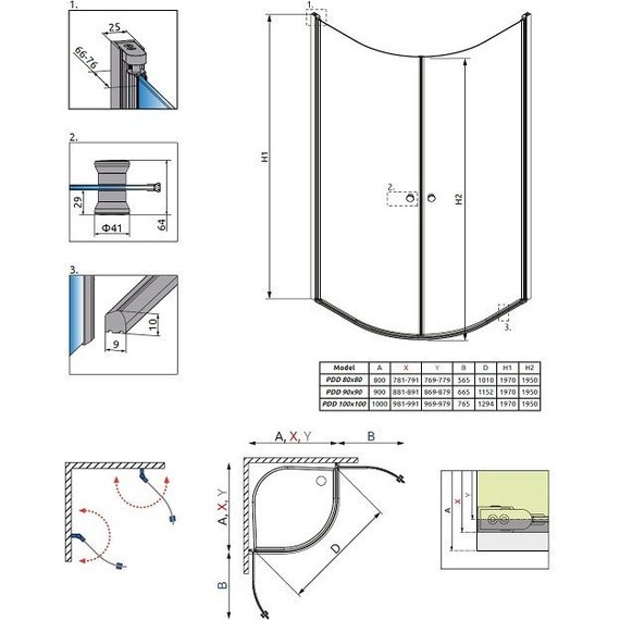 Душевое ограждение Radaway EOS PDD 90х90 см, хром/прозрачное - фото 7