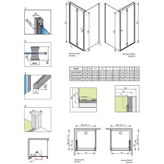 Душевое ограждение Radaway EOS KDJ-B 90х90 см L/R, хром/прозрачное - фото 9