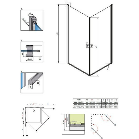 Душевое ограждение Radaway EOS KDD 90х90 см, хром/прозрачное - фото 7