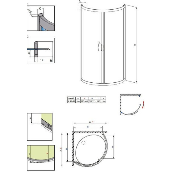 Душевое ограждение Radaway Premium Plus B 90х90х190 см, хром/матовое(сатин) - фото 3