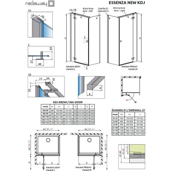 Душевое ограждение Radaway Essenza New KDJ 120х100 см L/R, хром/прозрачное - фото 8