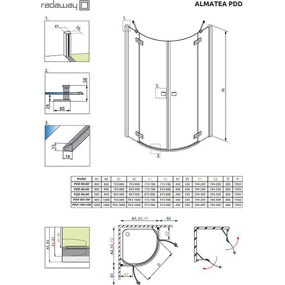 Душевое ограждение Radaway Almatea PDD 100х100 см, хром/коричневое - фото 10