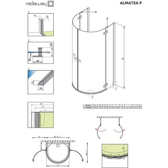 Душевое ограждение Radaway Almatea P 90х90 см, хром/прозрачное - фото 8