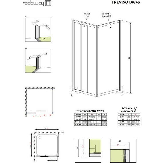 Душевое ограждение Radaway Treviso DW+S 120х100 см, хром/коричневое - фото 7