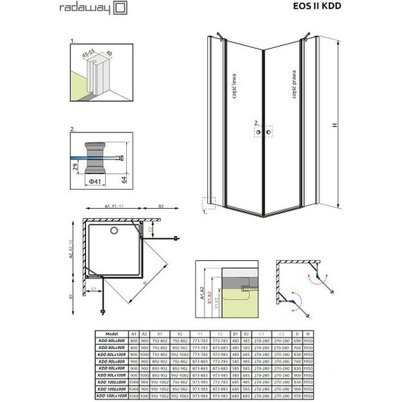 Душевое ограждение Radaway EOS II KDD 100х100 см, хром/прозрачное - фото 8