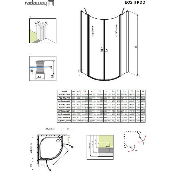 Душевое ограждение Radaway EOS II PDD 100х100 см, хром/прозрачное - фото 8