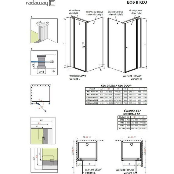 Душевое ограждение Radaway EOS II KDJ 100х100 см L/R, хром/прозрачное - фото 8