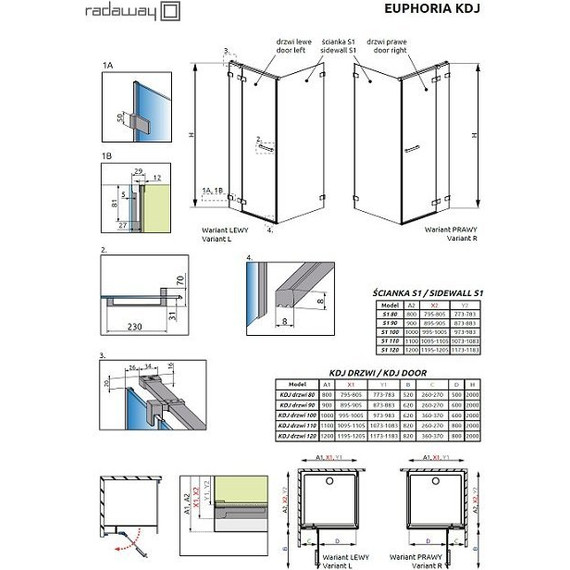 Душевое ограждение Radaway Euphoria KDJ 120х90 см L/R, хром/прозрачное - фото 3