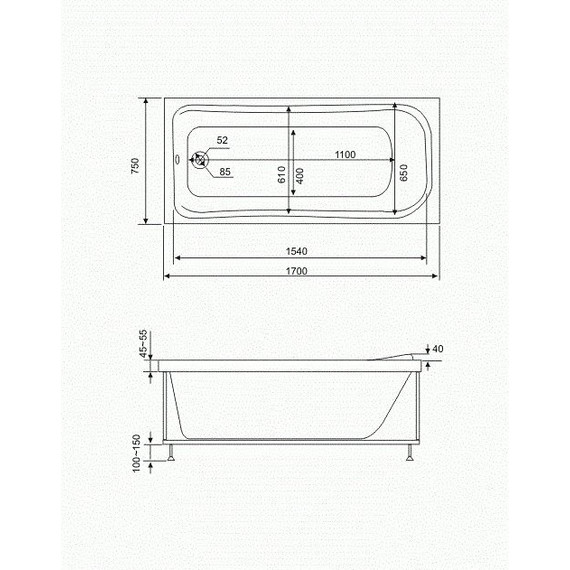 Панель торцевая для ванны Bas Мальта 75 см - фото 3