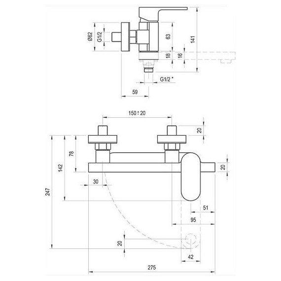 Смеситель для ванны Ravak Chrome CR 022.00/150 X070042 - фото 10