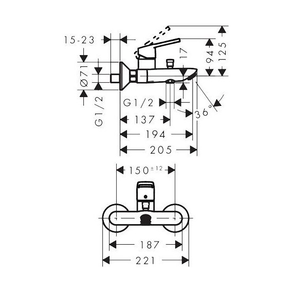 Набор смесителей 3 в 1 для ванны с коротким изливом Hansgrohe Logis Loop 1022018 - фото, картинка 9 Набор смесителей 3 в 1 для ванны с коротким изливом Hansgrohe Logis Loop 1022018 - фото 9