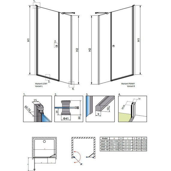 Душевая дверь Radaway EOS DWS 99 см L/R, хром/прозрачное - фото 5