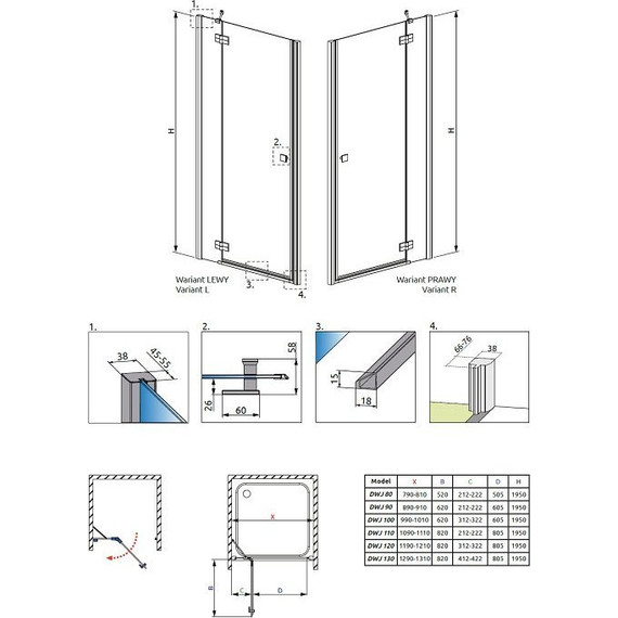 Душевая дверь Radaway Almatea DWJ 100 см хром/прозрачное - фото 5