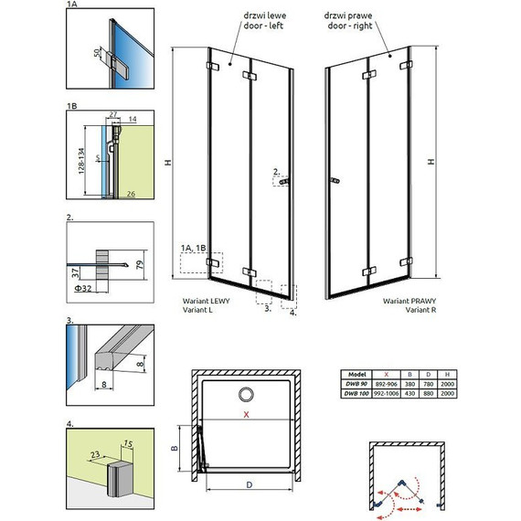 Душевая дверь Radaway Arta DWB 90 см L/R, хром/прозрачное - фото 5