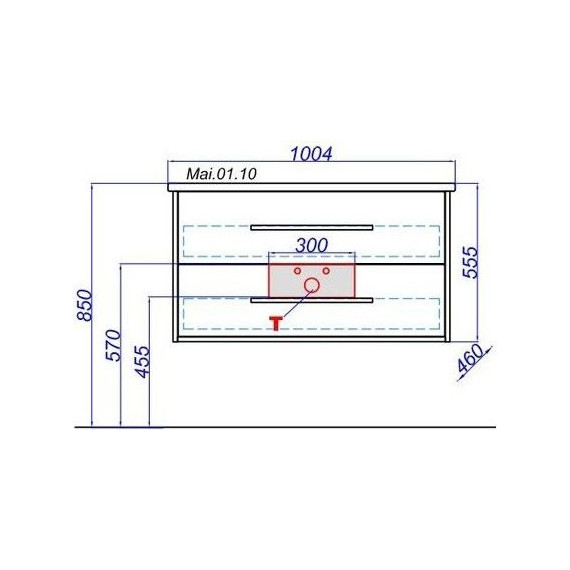 Тумба подвесная с раковиной Aqwella Miami 100 см Mai.01.10, белый/беленый дуб - фото 7