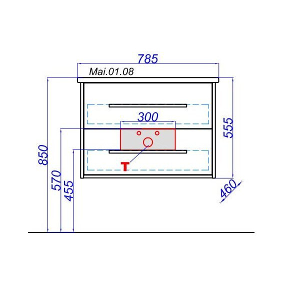 Тумба подвесная с раковиной Aqwella Miami 80 см Mai.01.08, белый/беленый дуб - фото 7