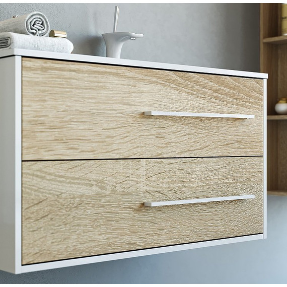 Тумба подвесная с раковиной Aqwella Miami 90 см Mai.01.09/R, белый/беленый дуб - фото, картинка 8 Тумба подвесная с раковиной Aqwella Miami 90 см Mai.01.09/R, белый/беленый дуб - фото 8