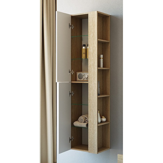 Пенал подвесной Aqwella Miami 40 см Mai.05.04, белый/беленный дуб - фото 4