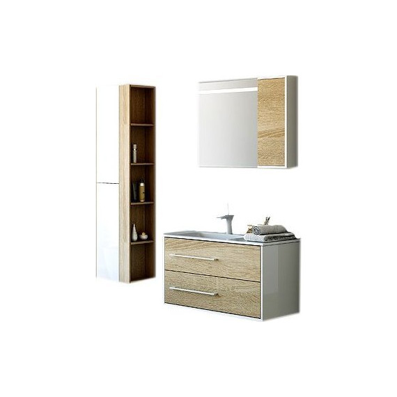 Пенал подвесной Aqwella Miami 40 см Mai.05.04, белый/беленный дуб - фото 5