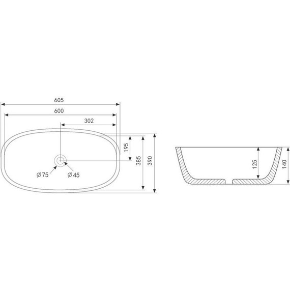 Раковина-чаша Abber Rechteck 60 см AC2206MW, белый матовый - фото 4