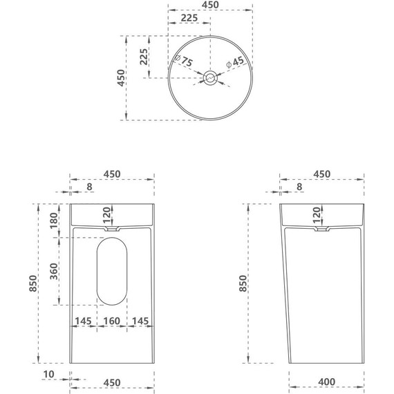 Раковина напольная Abber Stein 45 см AS2506-H, белый матовый - фото 5